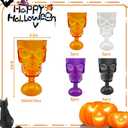 12 Pcs Halloween Skull Goblet 12 oz Plastic Gothic Wine Cups Halloween Mugs Party Table Decorations Skeleton Party Supplies for Wine, Juice, Bar