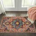 Wonnitar Boho Bathroom Rug 2x3, Hot Pink Small Bath Rug, Washable Soft Kitchen Sink Area Rug, Oriental Distressed Low Pile Accent Carpet for Girls Bedroom Nursery Entryway (Fuchsia,2'x3')