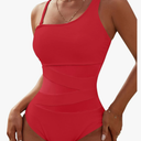 Blooming Jelly Women's Sexy One Piece Bathing Suits One Shoulder Swimsuits Slimming Mesh Swimwear,XL