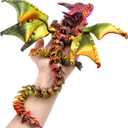 3D Printed Dragon with Wings,3D Printed Animals Toys,Flexible Articulated Winged Crystal Dragon 15.75in, Black Red Gold