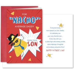 3 x SuperShunhu Funny Father's Day Card from Son, Nacho Average Dad Father's Day Card for Daddy, Cute Taco Pun Card for Dad, Humorous Father's Day Gift from Son