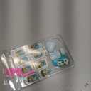 Easter Press on Nails Short Square Cute Rabbit Glue on Nails Easter Rabbit Nail Press ons with Flower Designs Blue Fake Nail Glossy Artificial Fingertip Manicure for Women 24Pcs