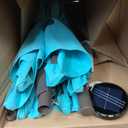 JEAREY 9FT Outdoor Patio Umbrella with Solar Lights, LED Lighted Pool Umbrella with Tilt and Crank, Outdoor Table Umbrellas for Deck, Yard & Market (Teal)