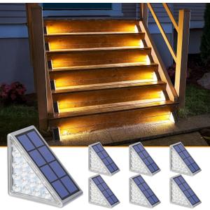 NIORSUN Solar Step Lights 6 Pack, Outdoor Stair Lights Waterproof IP67 with Auto On/Off - 3000K Warm White for Steps, Stairs, Deck, Patio, Yard, Porch, Garden, Sidewalk, Front Door