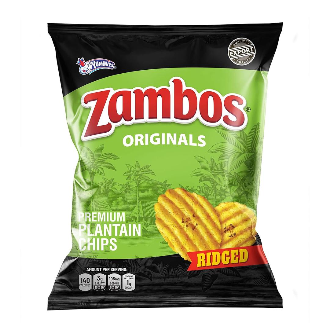 2 x Zambos Original Premium Plantain Chips, 5.3 oz Crunchy, Ridged Snack, Gluten Free, 1 Bag, BBD 07/24/2026