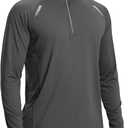 Libin Men's Running Shirts Long Sleeve Pullover Quarter Zip Athletic Workout Shirts Casual Lightweight Stretch UPF 50+ (Large, Dark Grey)
