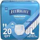 FitRight Ultra Adult Incontinence Underwear, Heavy Absorbency, Large, 40 - 56, 4 Packs of 20 (80 Total)