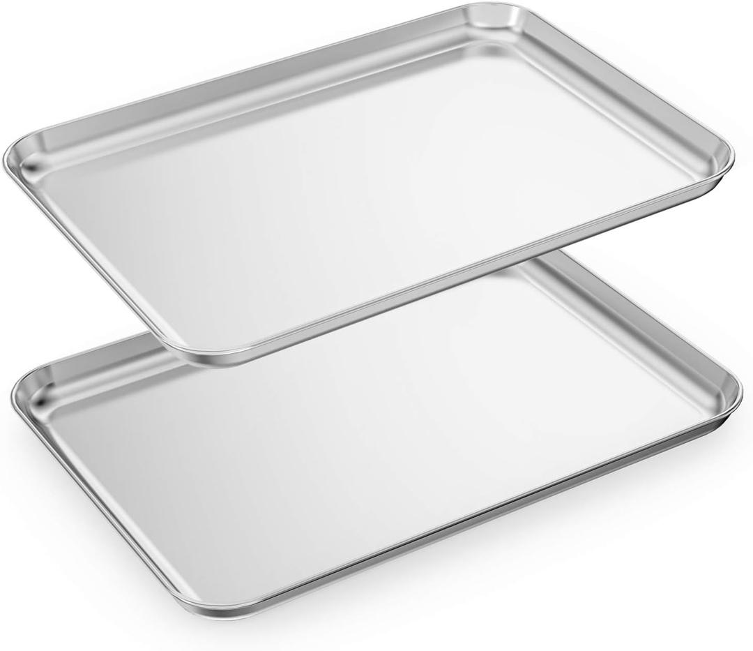 Baking Sheets Set of 2, HKJ Chef Cookie Sheets 2 Pieces Stainless Steel Baking Pans & Toaster Oven Tray Pans, Rectangle Size 23.54L x 15.67W x 1.18H inch & Non Toxic & Healthy & Easy Clean, 24inch