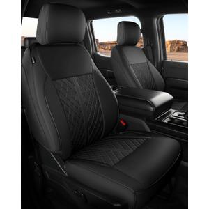 for Ford F150 Leather Seat Covers, SuperCrew XL XLT 2021-2026, F250 F350 F450 Super Duty Crew Cab 2023-2026, Custom Truck Seat Cover Full Set, Pickup Accessories, Black (Bucket Seat)