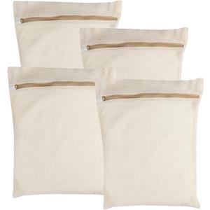 4-Piece Medium Durable Organic Cotton Mesh Laundry Bags with Sturdy Zippers and Breathable Mesh are Delicate Laundry Bags for Underwear, Clothes, Pants and Socks
