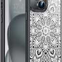 Goodon for iPhone 15 Plus Case with Privacy Screen Protector, Compatible with Magsafe, Shockproof Translucent Matte Cover - Cute Floral Design Phone Case for Women and Girls - Mandala Flower