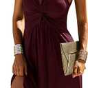 Veatzaer Women's V Neck Front Knotted Sleeveless Tank Dress Summer Solid Casual A Line Dress (Wine Red, Large)