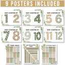 Hadley Designs Multiplication Chart Poster Set - 9 Math Posters for Classroom & Homeschool, Times Tables, Skip Counting, and Division Posters for 2nd-5th Grade, Greenery Classroom Decor