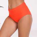 Halcurt Women's High Waisted Swim Bottoms (Available in Plus) Full Coverage Bikini Swimsuit Bottoms (Orange, M)
