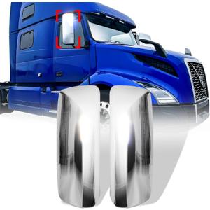 High Soar Chrome Door Mirror Covers for Volvo VNL Trucks 04-17, Driver & Passenger Side, Left & Right Side (A Pair)