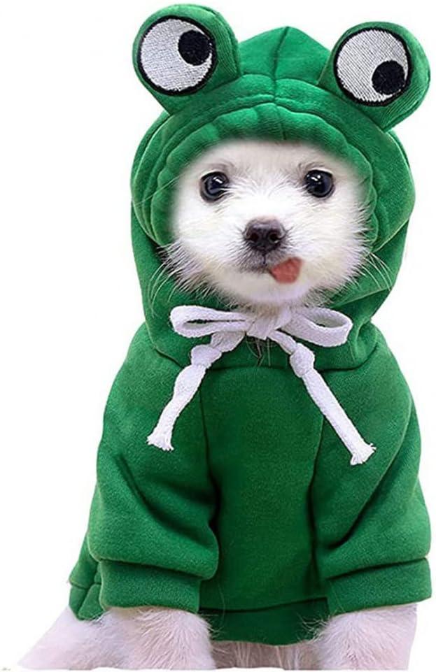 Dog Christmas Halloween Costumes, Dog Hoodies for Small Dogs Cats, Cat Puppy Outfits, Yorkie Chihuahua Pomeranian Clothes (X-Large, Green-Frog)