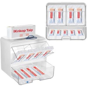 Bandages Storage Organizer for Wall Large Bandage Organizer with Lid 3-Compartment Plastic Bandaid Storage Container for Home Medicine Cabinet, Elastic Bandage Wrap, Cotton Swab