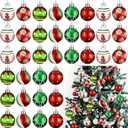 Syhood 36 Pcs 1'' Mini Elf Christmas Ball Ornaments Red and Green Christmas Ornaments Plastic Shatterproof Glitter Ball Hanging Decorations for Xmas Tree Wreath Garland Home Indoor Party Decor