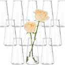 Hewory Glass Bud Vases for Centerpieces: Small Clear Modern Flower Vase Set of 12, Minimalist Cute Mini Decorative Bulk Vases for Wedding Birthday Bridal Shower Party Events Dining Room Table Decor