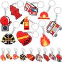 Sasylvia 36 Pcs Firefighter Party Favors 9 Style Firefighter Keychains Gifts Firetruck Birthday Party Decorations for Appreciation Thank You Accessories