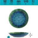 Melamine Pasta Bowls Large Salad Bowls Set 9 inch Sets of 6 pcs Soup Bowls Wide Shallow Flat Turquoise Teal Round Dinnerware Tableware Dishwasher Safe Not Microware Not Oven