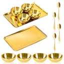 9 Pcs Gold Facial Supplies Large Gold Skincare Tray 4 Stainless Steel Facial Mask Mixing Bowls 4 Esthetician Mixing Spoons Spa Tray Esthetician Bowls for Mask Body Care Bathroom