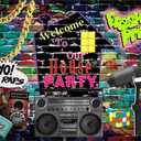 7x5ft 90s Backdrop Old School Graffiti Backdrops 90s Theme Party Decorations F72