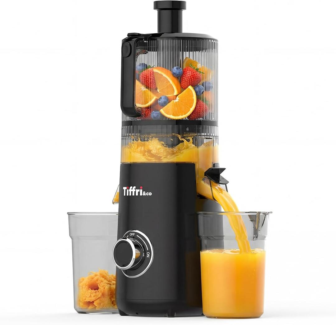 Tiffri&Co Cold Press Juicer, Masticating Juicer for Fruits and Vegetables | 6" Wide Feed Chute, 600W AC Brushless Motor, 95% Juice Yield, 50 db Quiet, Suit for Juice Nut Milk & Sorbet,BPA-Free