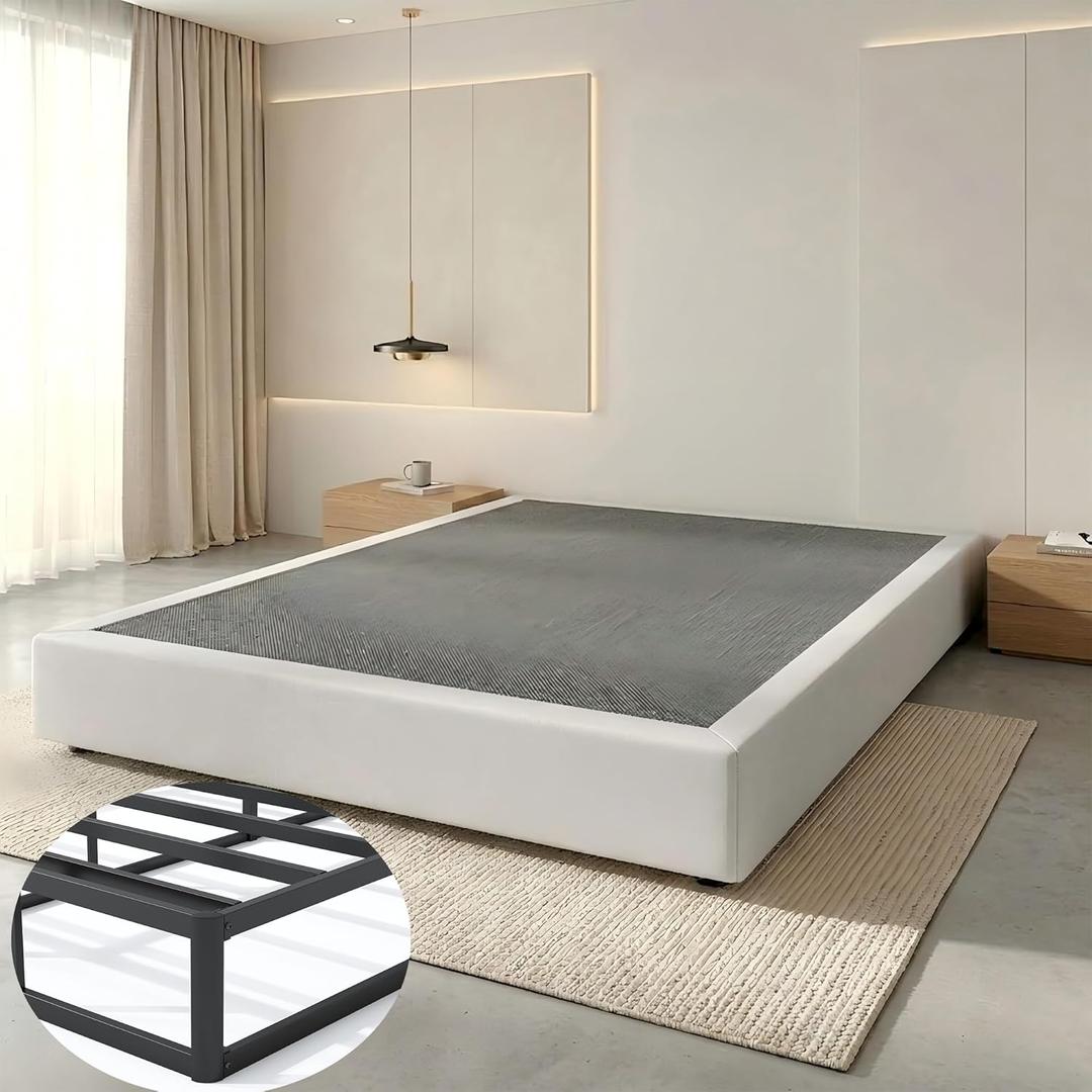 7 Inch Box Springs for Bed，Metal Bed Frame Base， Easy Assembly with Fabric Cover, Durable Support，Noise-Free,King