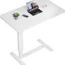 Overbed Bedside Table with Wheels, Adjustable Hospital Over Bed Table, Rolling Laptop Table, Medical Bed Side Table,White