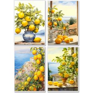 Paint by Number Kit for Adults 12x16inch Lemon Tree Scenery, 4 Pack DIY Painting by Numbers Unframed, Acrylic Paint Art Set for Living Room Bbedroom Home Gifts Decor