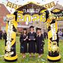 Hollowfly 8 ft Class of 2026 Graduation Inflatable Arch Outdoor Decorations, Black and Gold Congrats Grad Blow up Inflatable Archway with LED Lights for Yard Lawn Graduation Party Photo Props Decor