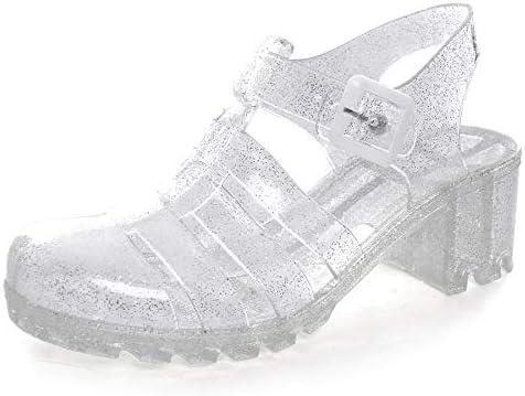 Hee grand Crystal Jelly Heel Sandals For Women Summer Beach Jelly Shoes Size 39