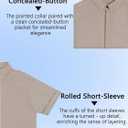 Men's Button Down Shirt Short Sleeve Casual Summer Beach Business Shirt (Beige, XXL)