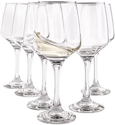 Vikko 9.5 Ounce Wine Glasses | Beautifully Shaped  Thick and Durable Construction  For Parties, Entertaining, and Everyday Use  Dishwasher Safe  Set of 6 Clear Glass Wine Glasses  2.4 Diameter x