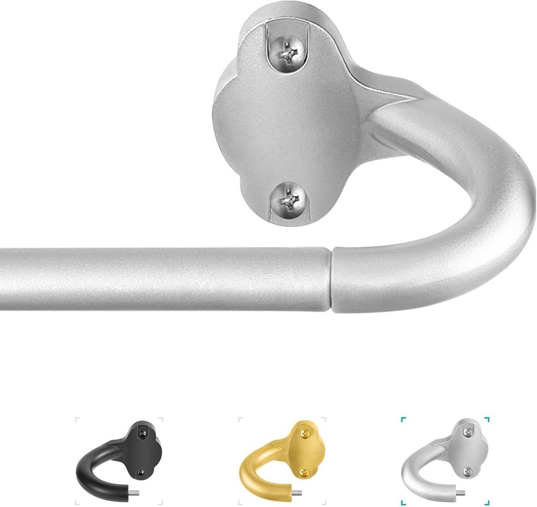 TVWOO Silver Wrap Around Curtain Rods:5/8 Inch Blackout Adjustable Window Curtain Rod for Bedroom Kitchen Apartment Renter Friendly,Room Darkening Curved Drapery Rods Easy Install,Antique Brown 28-48"