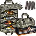 Tool Bag Roll Up, UUP Heavy Duty Rolled Empty Tool Storage Organizing, Portable Tool Roll Container with 2 Detachable Pockets, Folding Tool Holder, Father Day Dad Men Electrician Gift, Camouflage