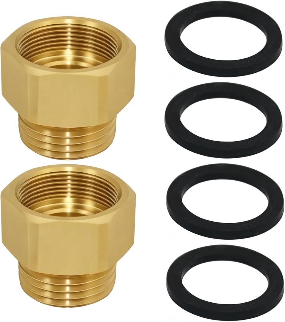 2 Pcs Garden Hose Bib Adapter, 1-1/16" Fine Thread (Female), to 3/4 GHT Male Hoses,Compatible with Outdoor Faucet to Garden Hose Connector, 1'' ID, Faucet Fitting