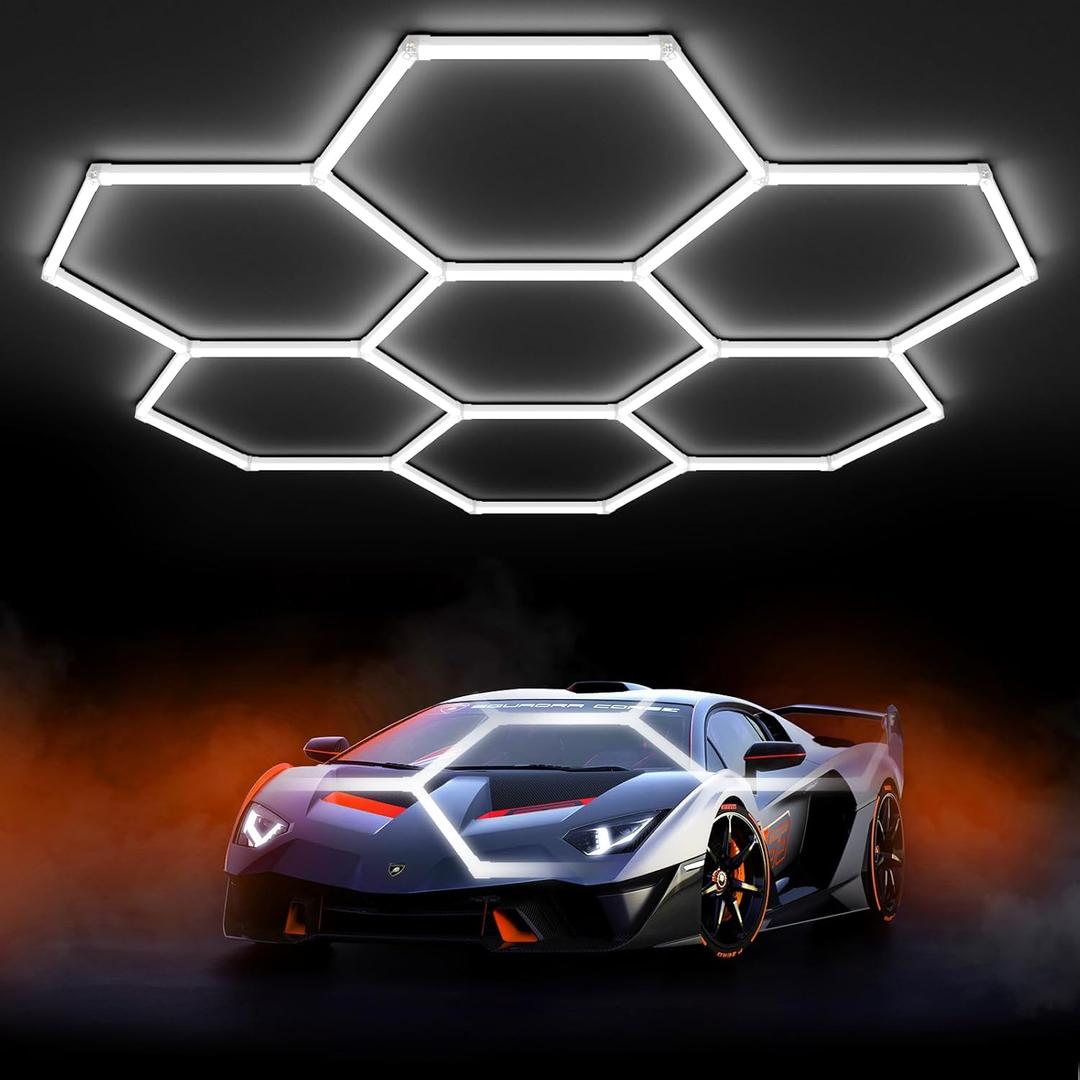 Hexagon Garage LED Lights, 30 Pack Super Bright 420W 63000LM 5000K LED Hexagon Lights, 7 Grid Hex Light for Shop Car Care Home Gym Garage Workshop Basement Warehouse