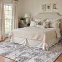 Color&Geometry 5x8 Machine Washable Low Pile Area Rugs for Living Room, Thin Soft Industrial - Neutral Area Carpet with Non Slip TPE Backing for Bedroom, Dining Room, Mottled Grey