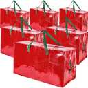 Shappy 6 Pcs Extra Large Storage Bags Jumbo Moving Bags Christmas Ornaments Container Heavy Duty Organizer Storage Bag with Zippers(Red,48 x 20",30 x 16",12 x 12")