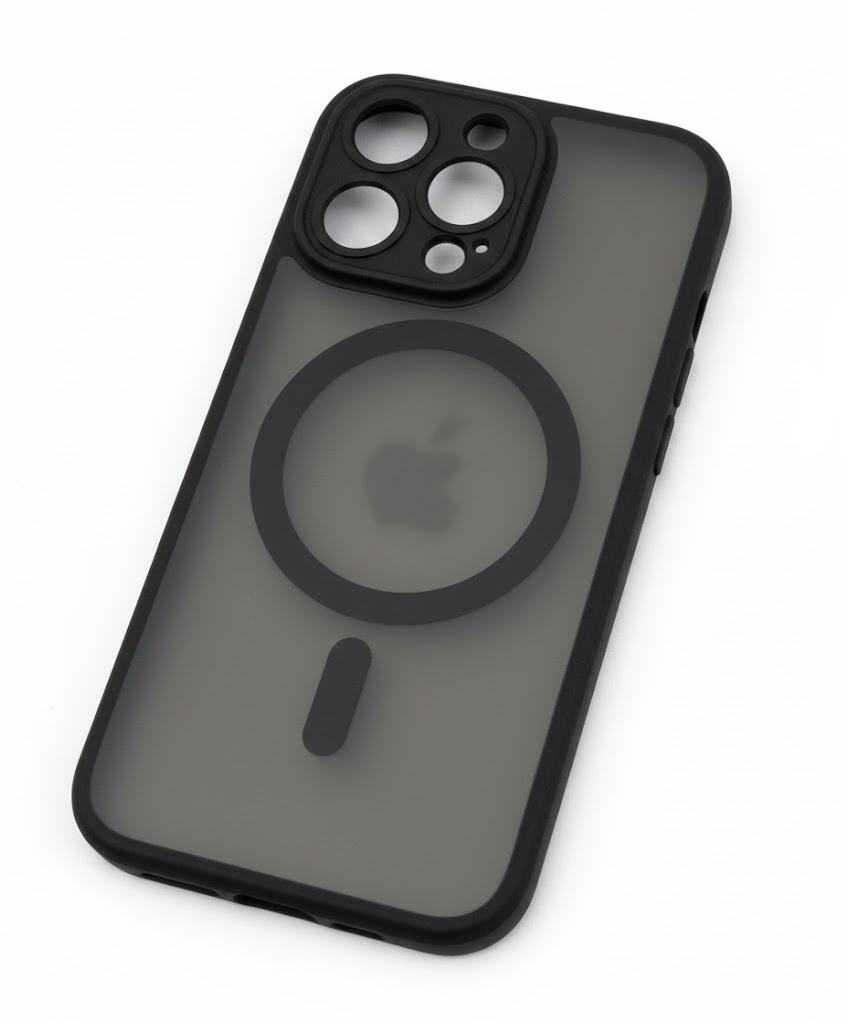 Matte Translucent Magnetic Phone Case for iPhone 15 Pro Max 14 13 12 11 Plating Lens Protect Wireless Charging Cover,Black,for iPhone 13Pro