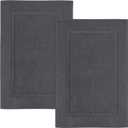 Utopia Towels Cotton Banded Rug, Bath Mats, Not a Bathroom Rug, 21 by 34 Inches, 100% Ring Spun Cotton, Highly Absorbent Shower Bathroom Floor Mat, Gray, 2 Pack