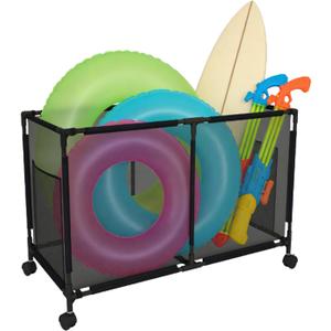 Version 2 Metal Pool Storage bin,Poolside Storage Organizer,Holder for Outdoor, Pool, Patio, Garden,Organizer for Toys, Floats, and Swimming Equipments,2-Size (LARGE)