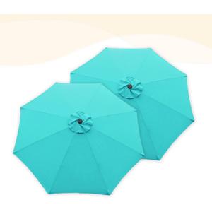 Goodgoods 9ft Patio Umbrella Replacement Canopy Market Umbrella Top Outdoor Umbrella Canopy (2pcs/package) (Lake Blue-8 Ribs)