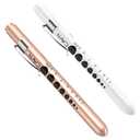 CAVN Pen Light with Pupil Gauge LED Penlight for Nurses Doctors, 2 Pcs Reusable Medical Penlight for Nursing Students (Rose Gold/White)
