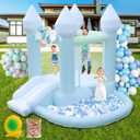 Kids Bounce House, Inflatable Bounce House with Ball Pit & Slide Toddler Indoor Bounce House Portable Fun House Outdoor Wet or Dry Bounce House with Blower for Party 9 * 9 * 7 FT (Blue)