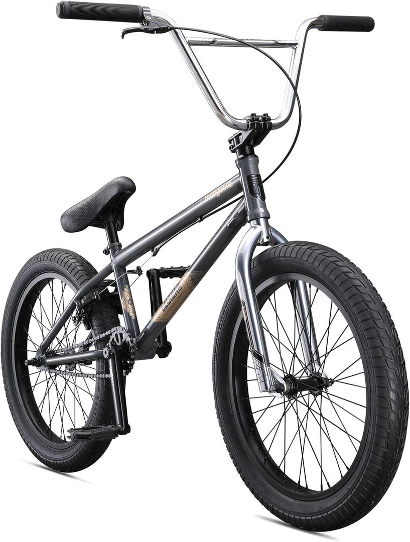 Mongoose Legion Kids Freestyle BMX Bike, Intermediate Rider, Boys and Girls Bikes, 20-Inch Wheels, Hi-Ten Steel Frame, Micro Drive 25x9T BMX Gearing (Grey)