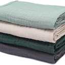 CottCare Baby Muslin Swaddle Blankets for Boys and Girls,4-Pack Breathable and Skin-Friendly,Wrap Soft Silky Cotton Muslin Swaddle Blankets/Atrovirens/Green/Apricot White/Grey…