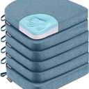 Dining Chair Cushions Set of 6 Memory Foam Chair Cushion, Comfortable Dining Chair Pad Removable Slip Resistant Kitchen Chair Seat Cushion (6 Piece, Blue) (6 Count (Pack of 1))